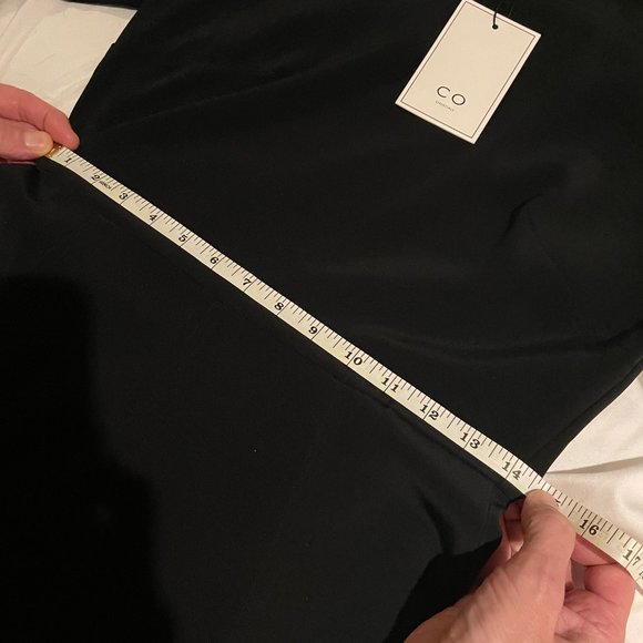 NWT Co Collections Peasant Sleeve Short Dress in Black Stretch Crepe in Sz Small - Picture 5 of 9